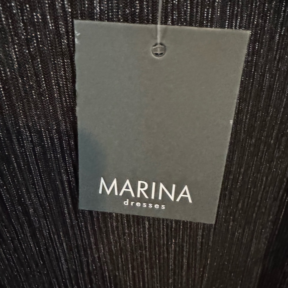 Marina Black Shimmer Lace Cocktail Dress Size 6 - Picture 3 of 4